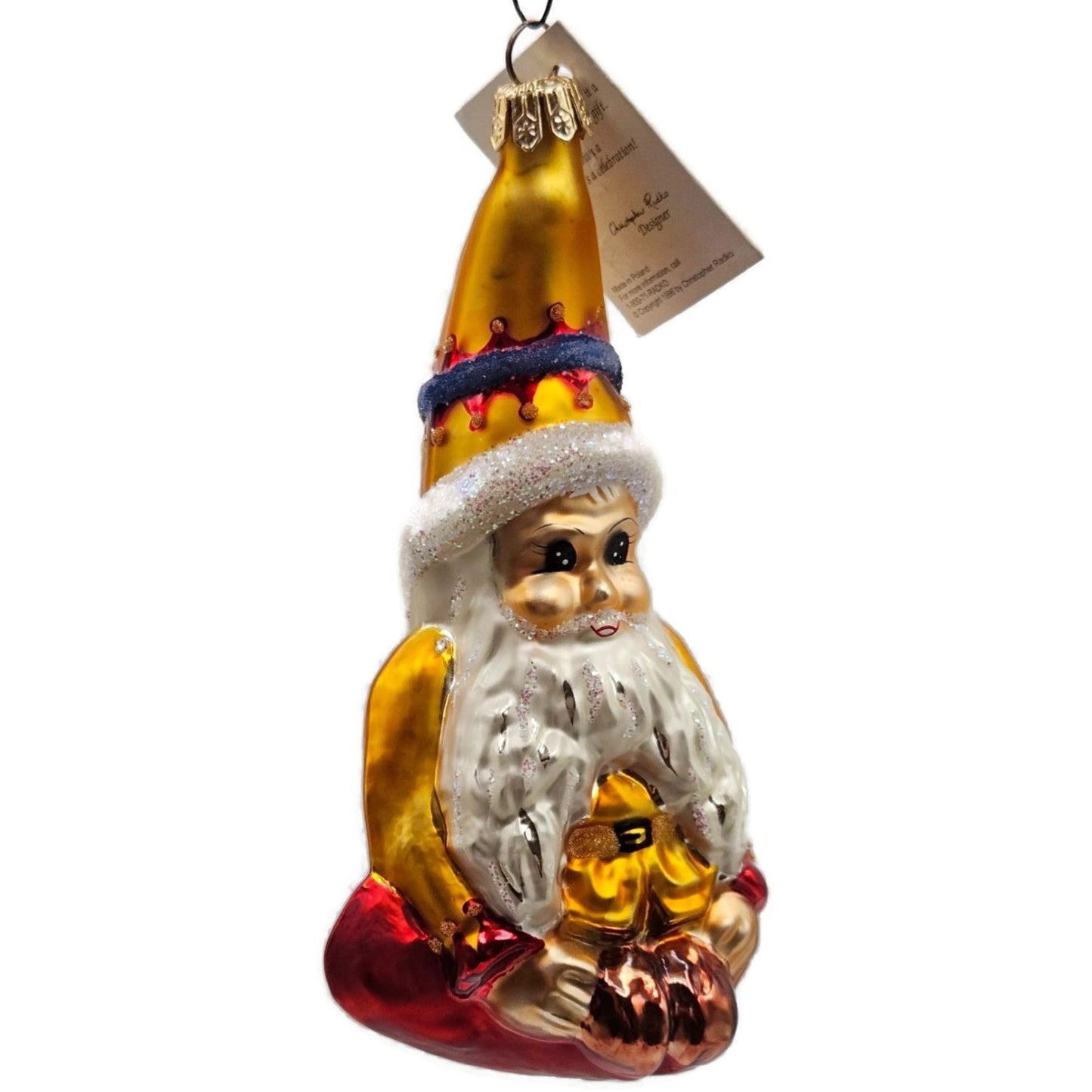 Christopher Radko Elfin Magic Sitting Gold Red Pants Christmas Tree Ornament