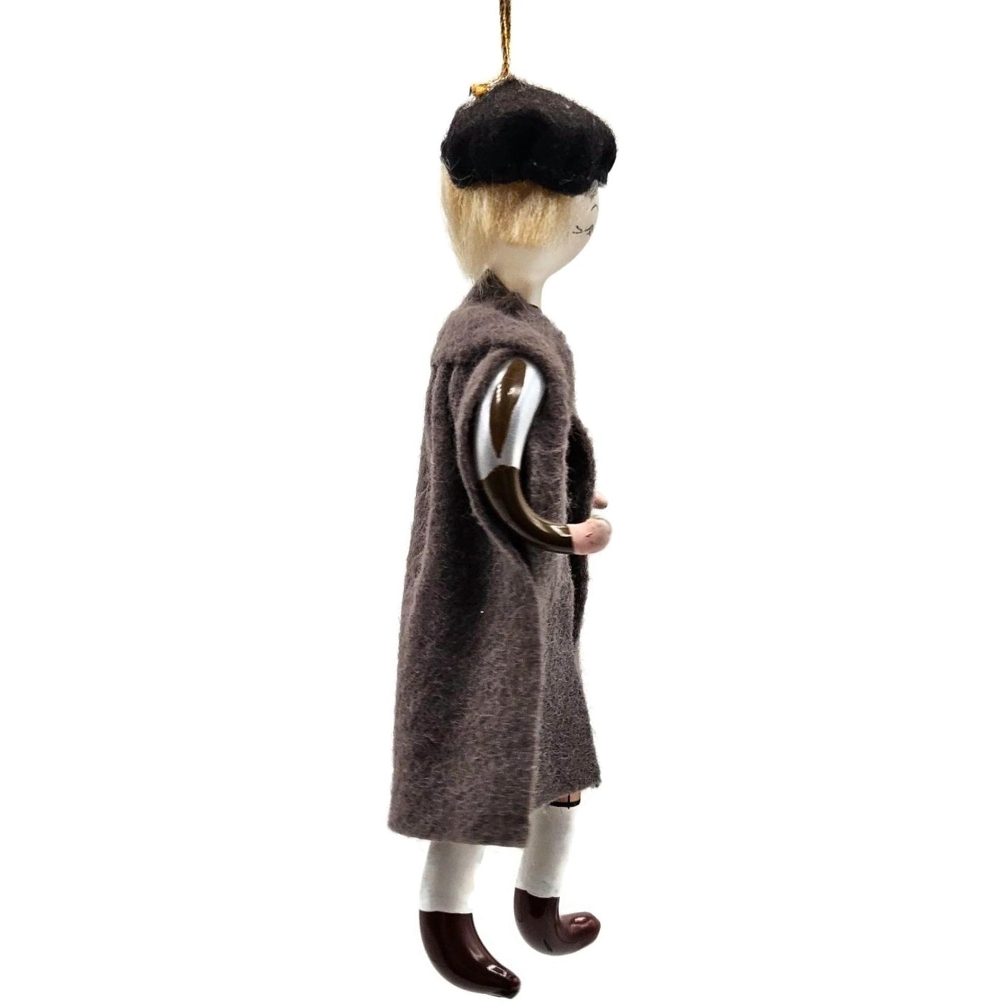 Sofferia De Carlini Man in Gray Cape With Hat Italian Christmas Tree Ornament