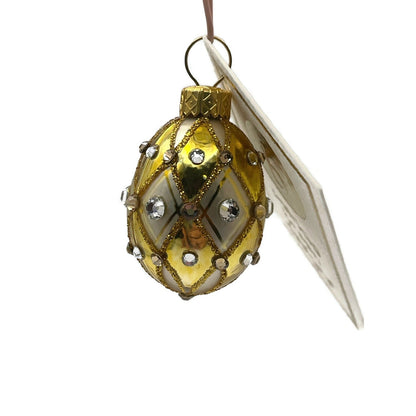 Patricia Breen Miniature Egg Grenelle Gold Easter Glass Christmas Ornament 5131