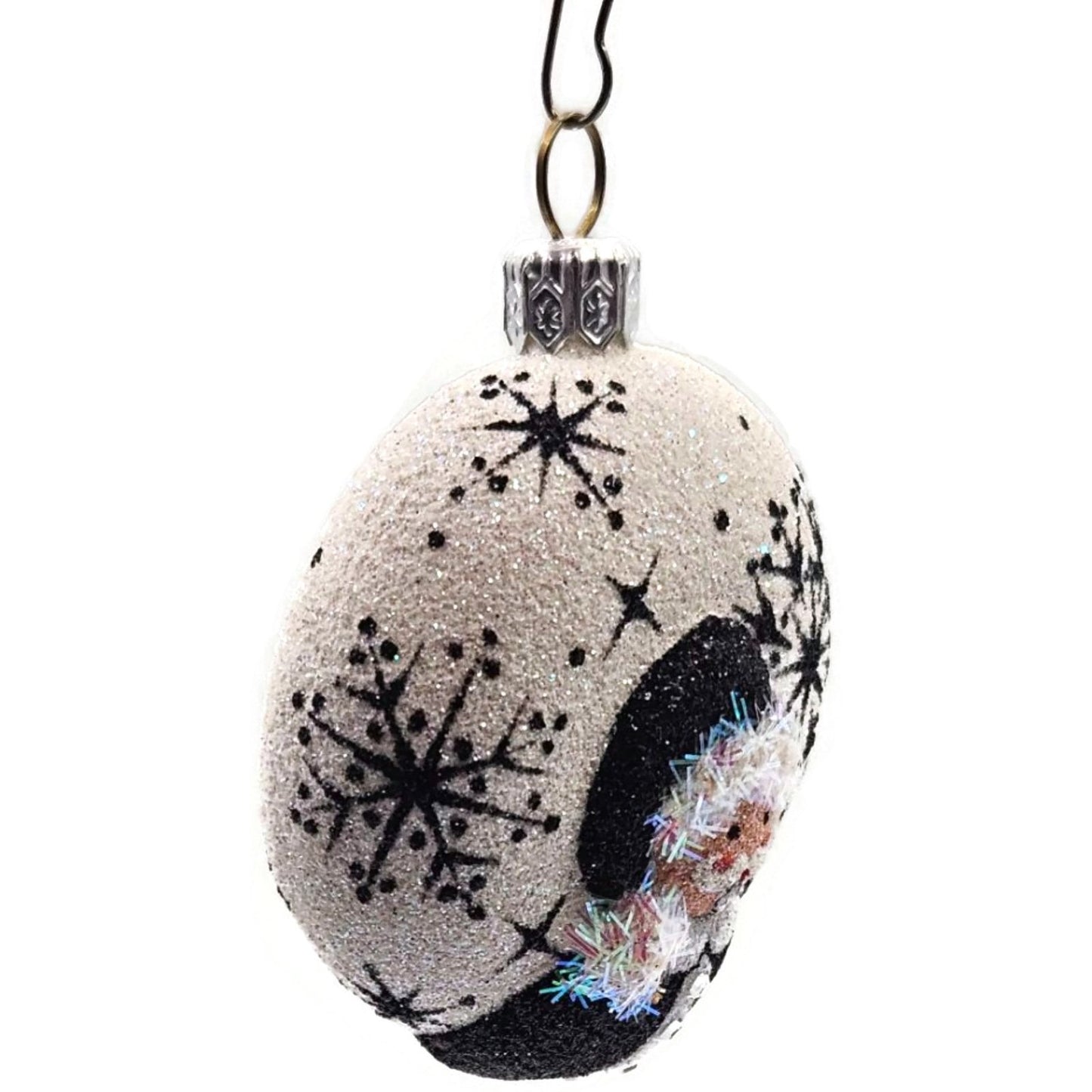 Patricia Breen Nicholas Medallion Black White Snowflakes Christmas Tree Ornament