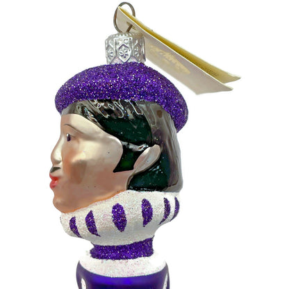 Patricia Breen French Twist Purple Pearl Glittered Stripes Christmas Ornament