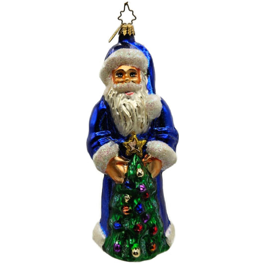 Christopher Radko Sapphire Santa Claus Blue Christmas Tree Ornament 96-158-0