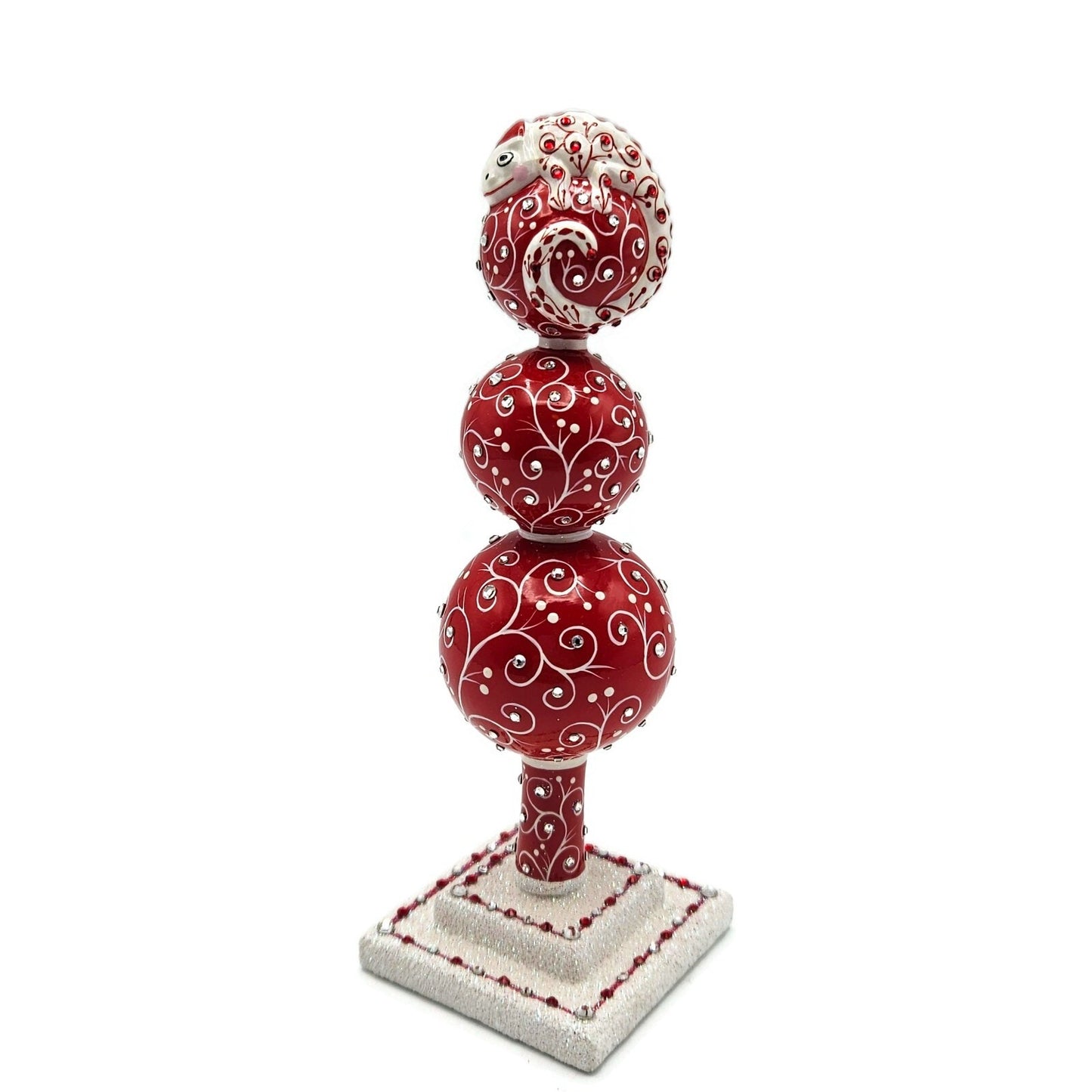 Patricia Breen Miniature Chameleon Finial Quilling Red Christmas Tree Topper