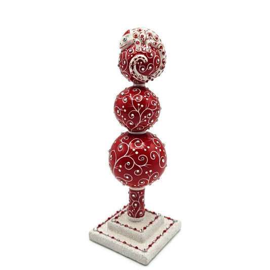 Patricia Breen Miniature Chameleon Finial Quilling Red Christmas Tree Topper