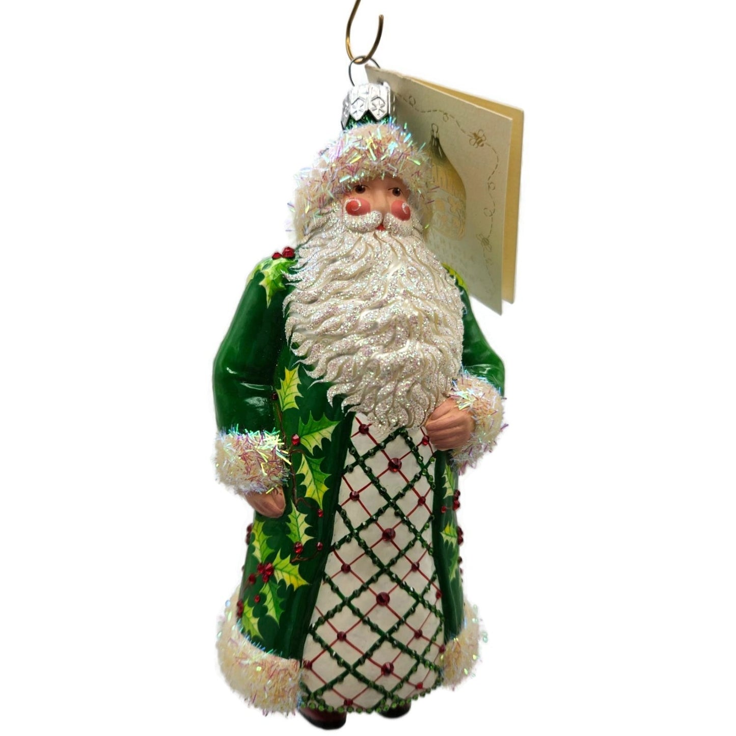 Patricia Breen Aberdeen Claus Jeweled Argyle Green Christmas Tree Ornament