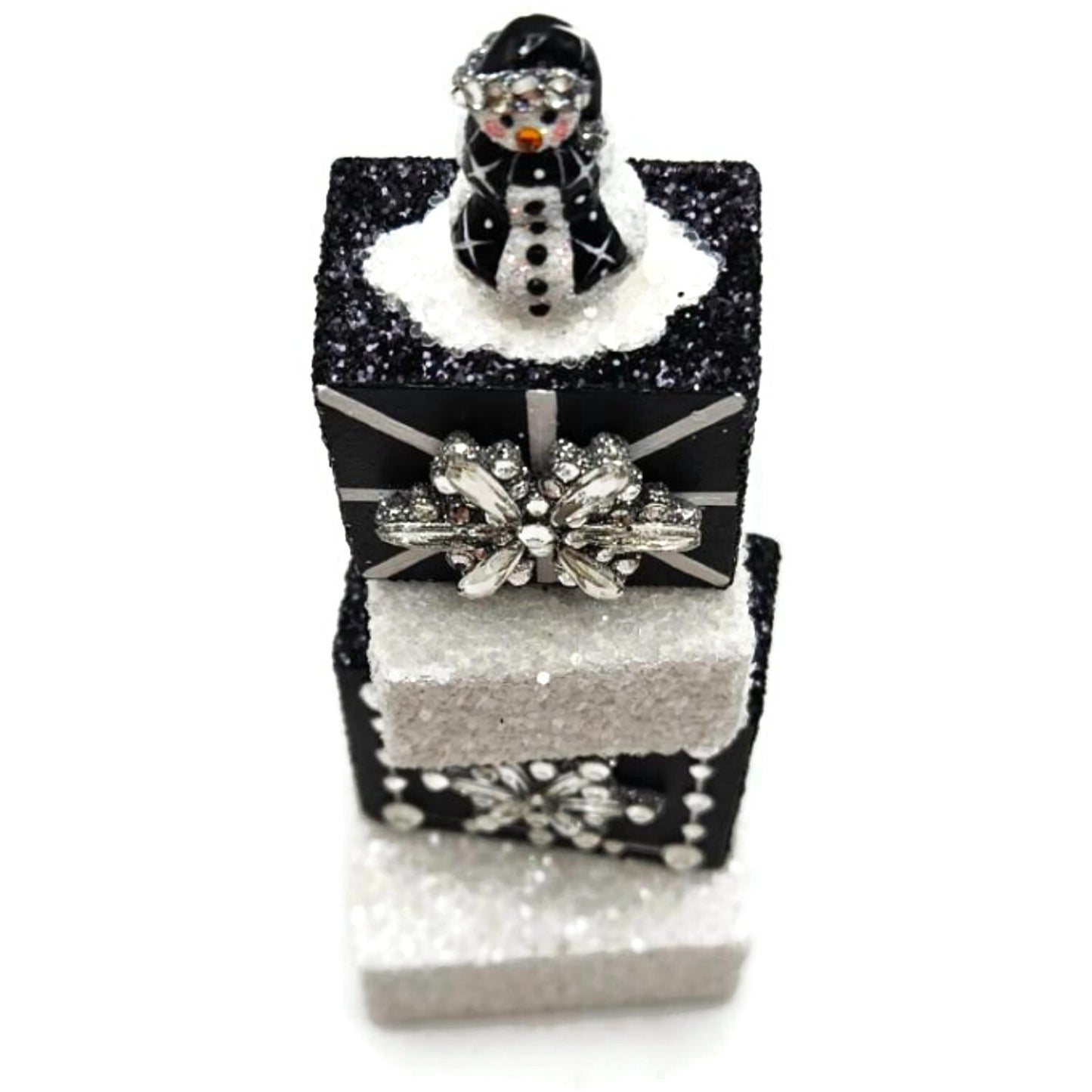 Patricia Breen Presenting Black Snowman Free Standing Christmas Ornament Blocks