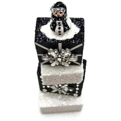 Patricia Breen Presenting Black Snowman Free Standing Christmas Ornament Blocks