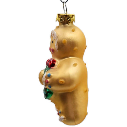 Gingerbread Man Holding Holly Wreath Old World Christmas Tree Ornament