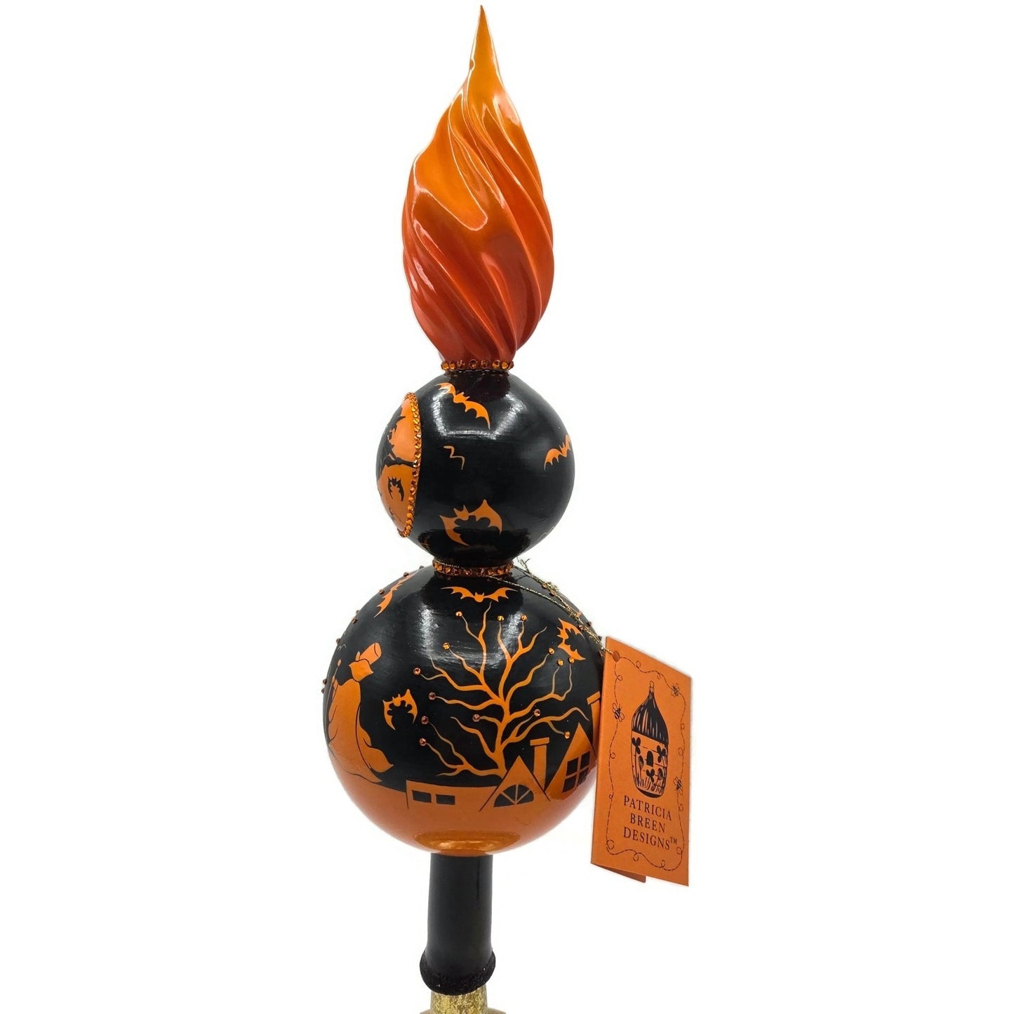 Patricia Breen All Hallows Eve Finial Orange Black Village Halloween Tree Topper