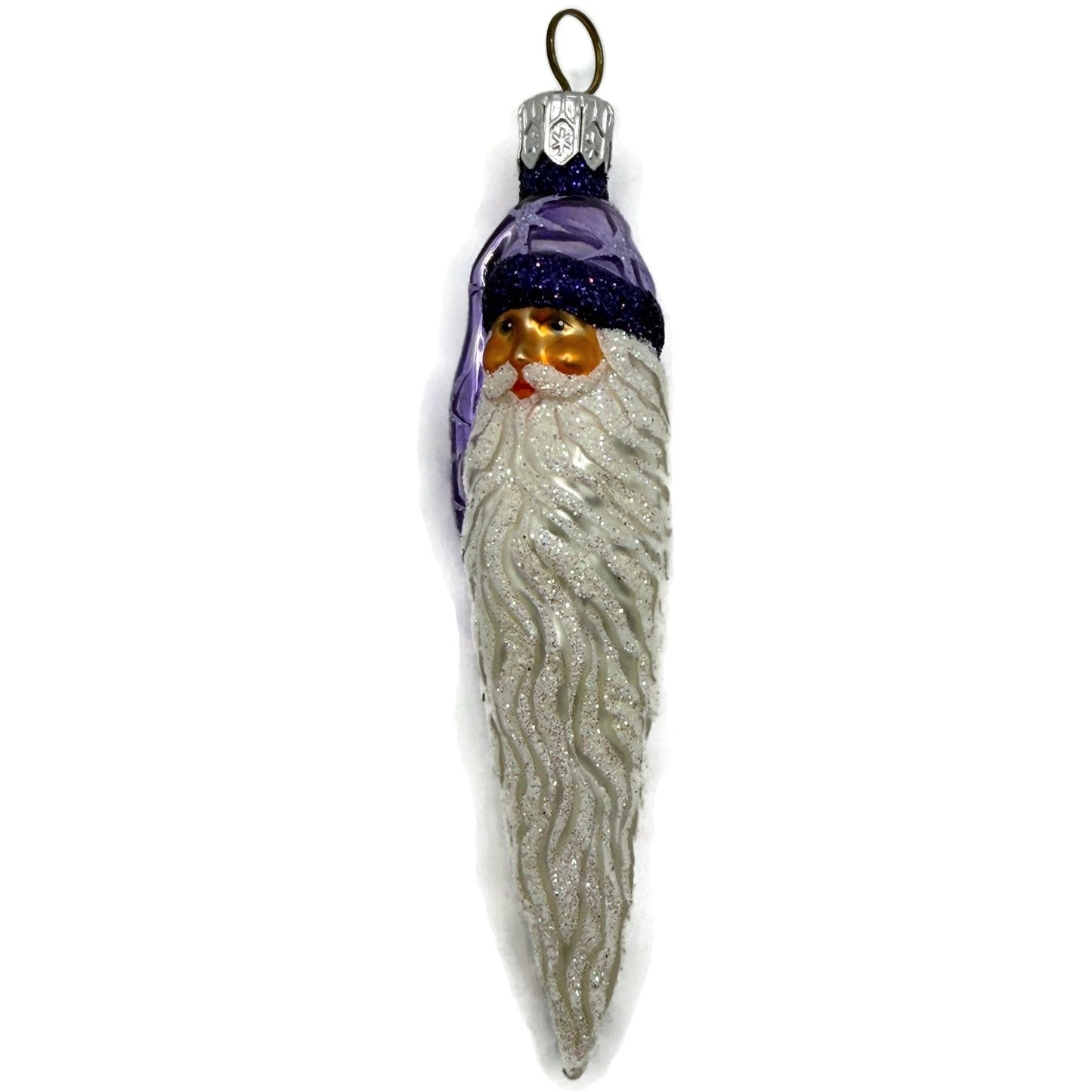 Patricia Breen Stocking Cap Santa Head Purple Stars Christmas Tree Ornament