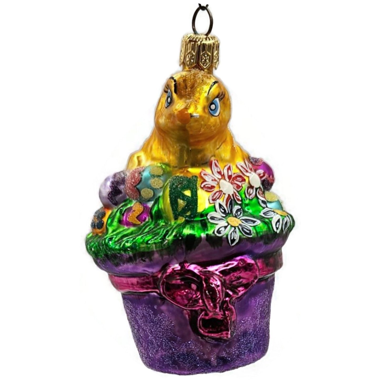 Christopher Radko Spring Derby Chick in a Hat Basket Easter Ornament 982900