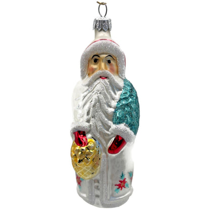 Christopher Radko Poinsettia Santa Russian Christmas Ornament Signed 91-038-1