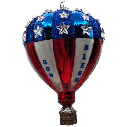 Patriotic Hot Air Balloon God Bless America Christmas Tree Ornament Kurt Adler