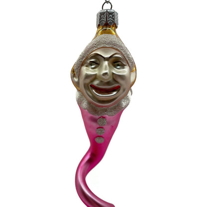 Christopher Radko Clown Snake Pink Gold Jester Spiral Twist Christmas Ornament
