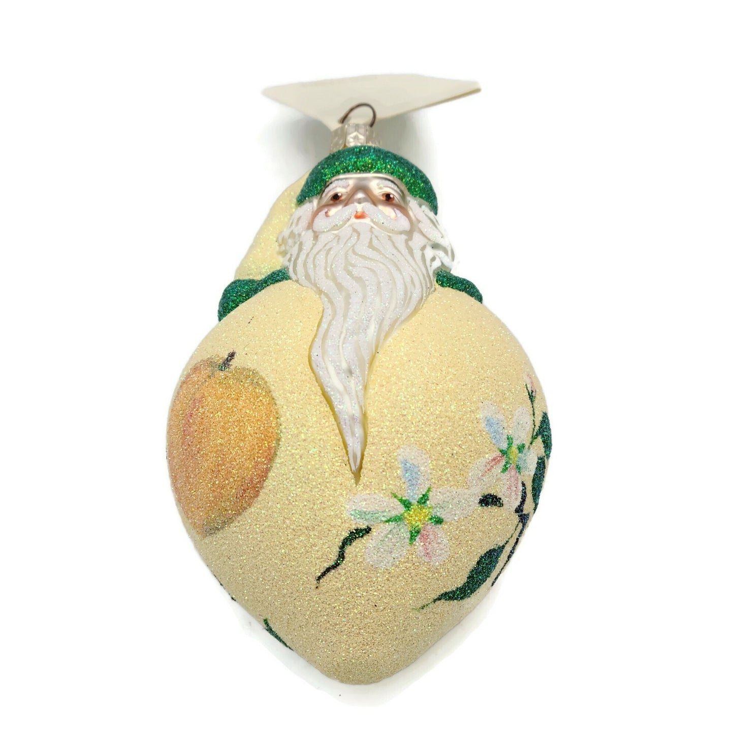Patricia Breen Santa Poeticus Peaches Glittered Spring Christmas Tree Ornament