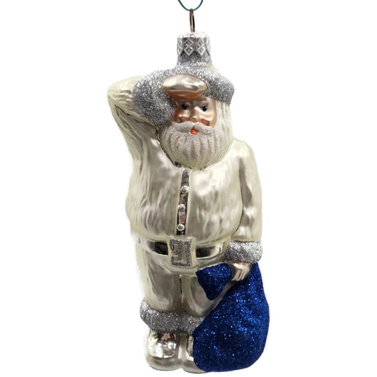 Patricia Breen A Santa for Thomas Pearl Cobalt Bag Blue Christmas Tree Ornament