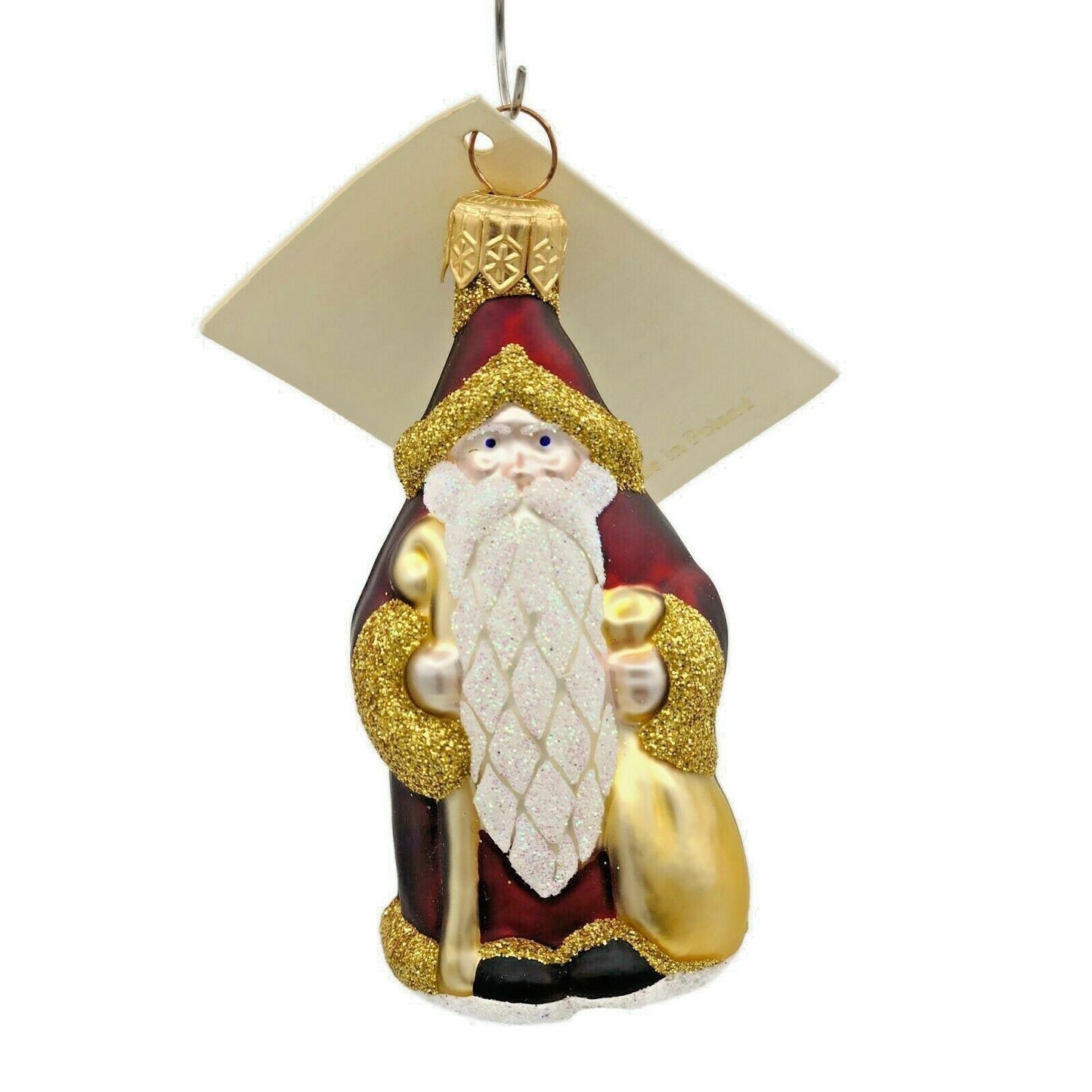 Patricia Breen Miniature Woodland Santa Bordeaux Gold Christmas Holiday Ornament