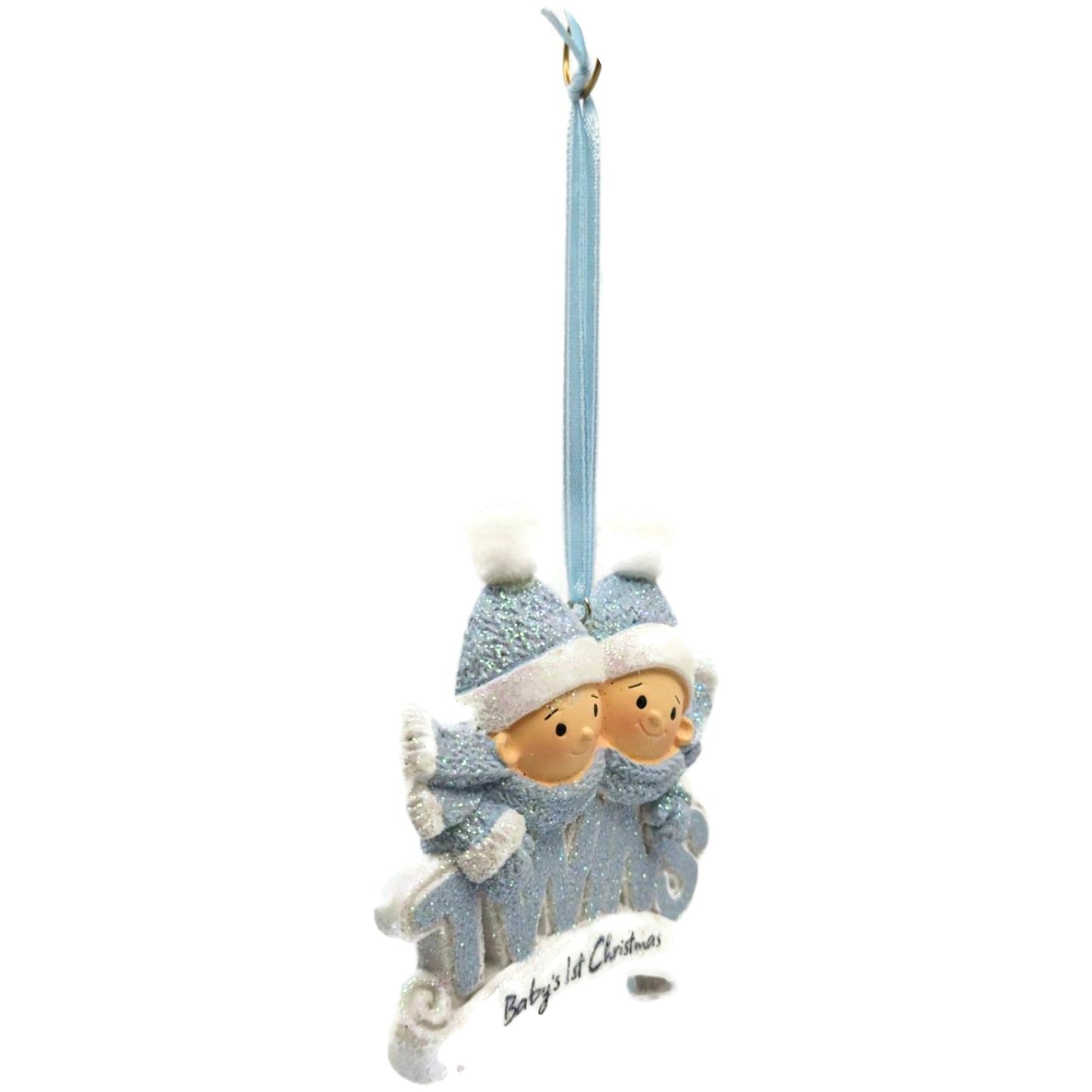 Midwest CBK Baby's First Christmas Twin Boys Blue Resin Holiday Tree Ornament