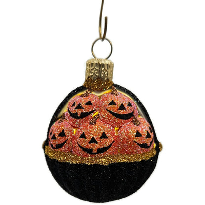 Patricia Breen Pumpkin Basket Glittered Black Jack-o-Lantern Halloween Ornament