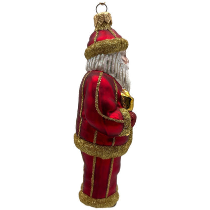Patricia Breen Ring in the New Red Santa Claus Gold Striped Christmas Ornament