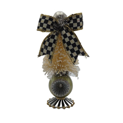 Mackenzie Childs Home Sweet Snow Bottle Brush Tree Mini Yellow Courtly Check
