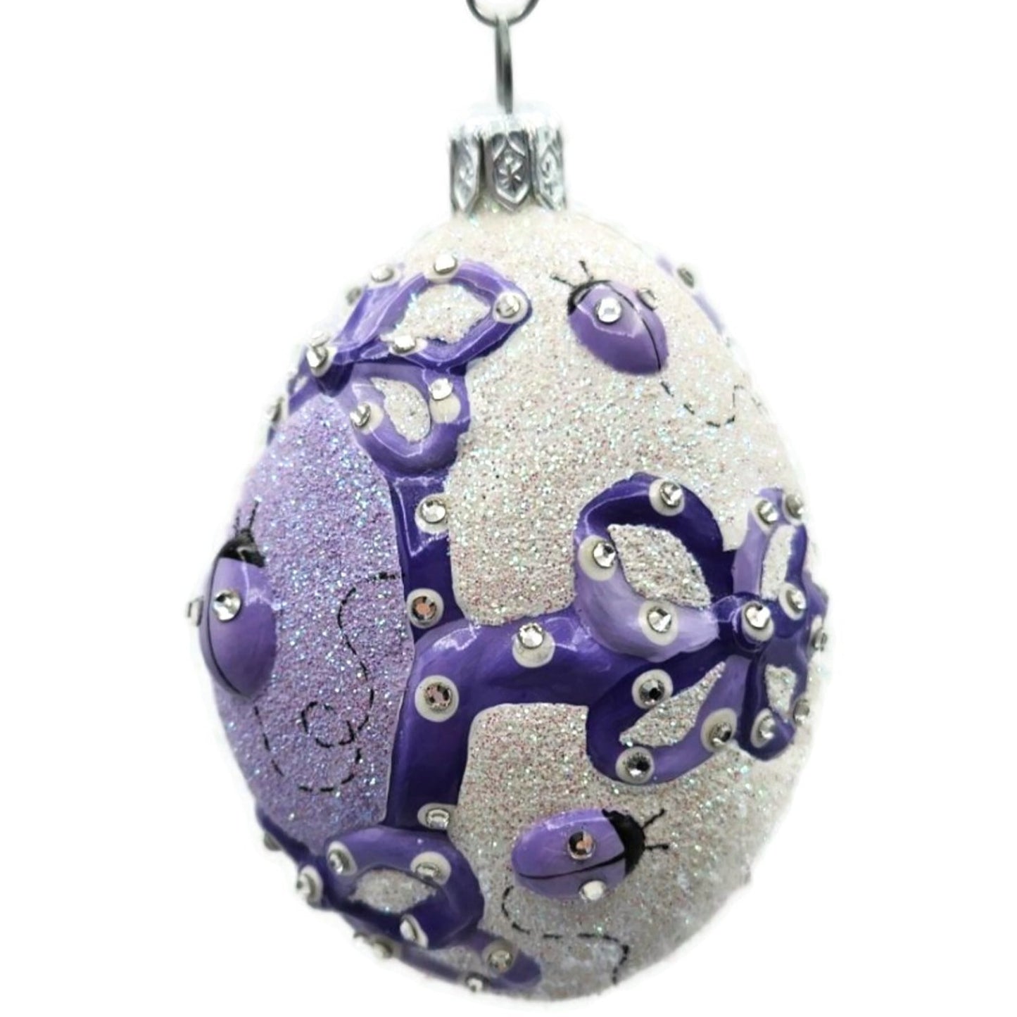 Patricia Breen Beribboned Egg Ladybugs Violet Easter Egg Purple Tree Ornament