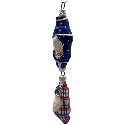 Patricia Breen Cirque de Nicoud Santa Patriotic Plaid Christmas Ornament CATZ