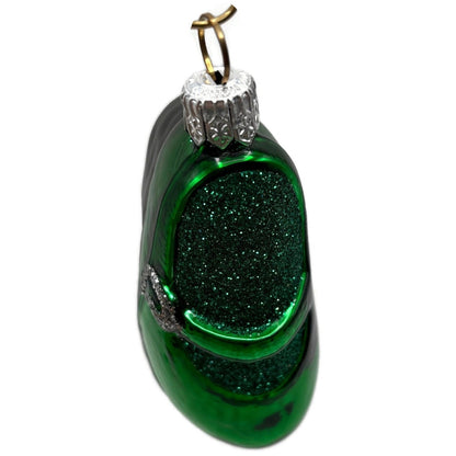 Patricia Breen Little Ones Shoe Green Silver Buckle Christmas Tree Ornament NM