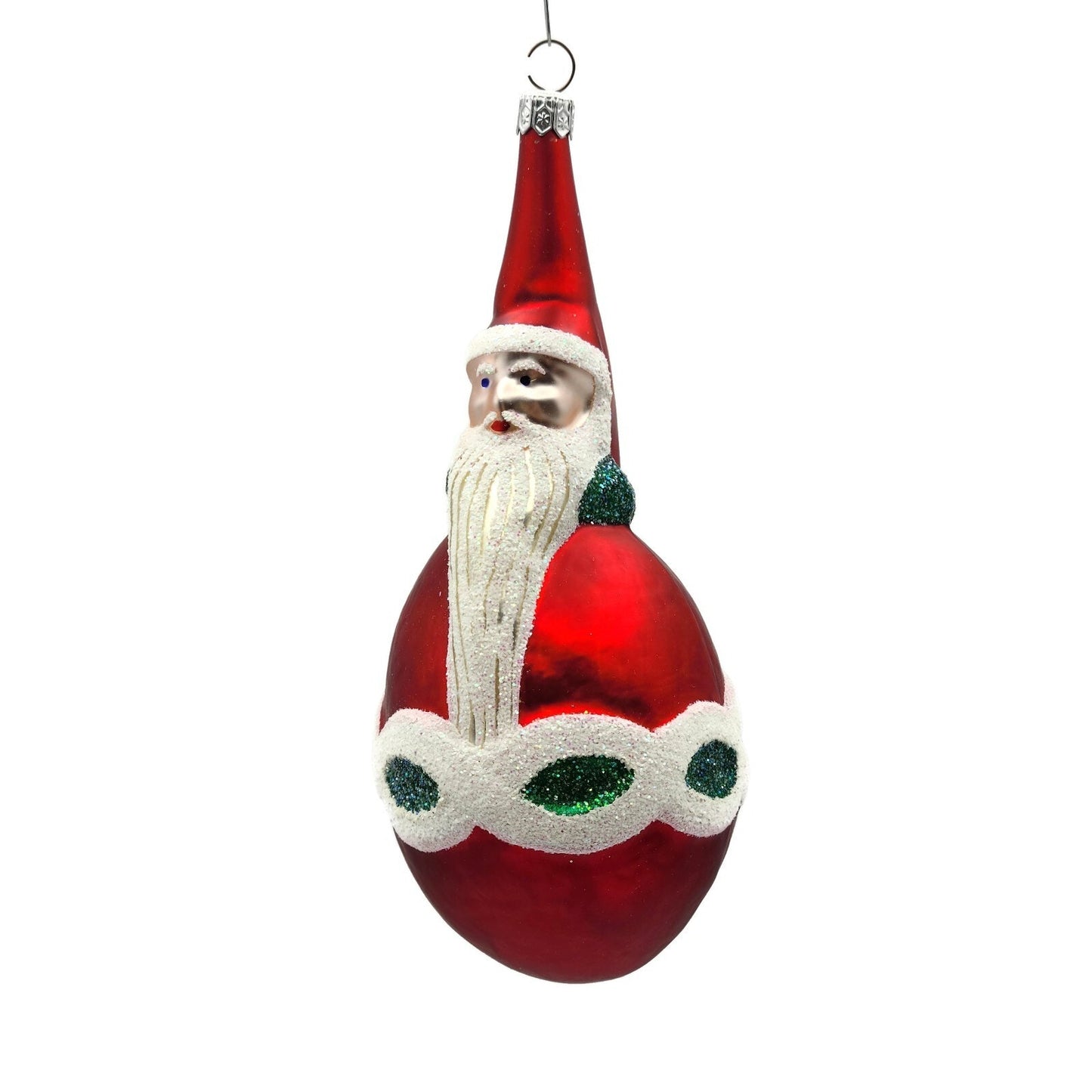 Patricia Breen Faberge Santa Claus Matte Red Green Christmas Tree Ornament