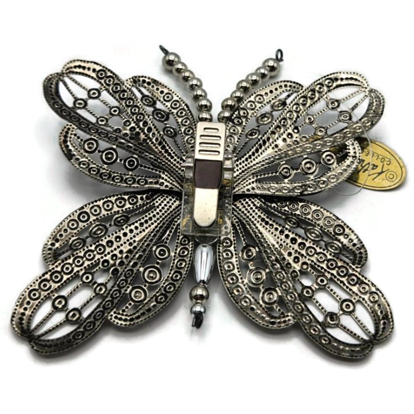 Katherines Collection Filigree Butterfly Clip On Ornament Aqua Blue Rhinestones