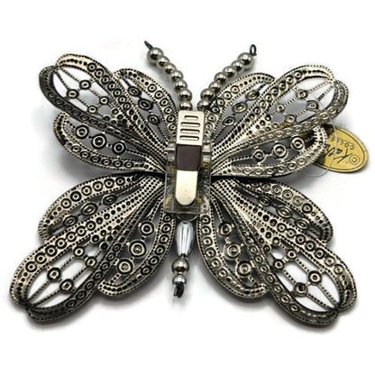 Katherines Collection Filigree Butterfly Clip On Ornament Aqua Blue Rhinestones