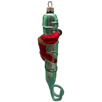 Patricia Breen Santa and the Beanstalk Red Green Matte Christmas Tree Ornament