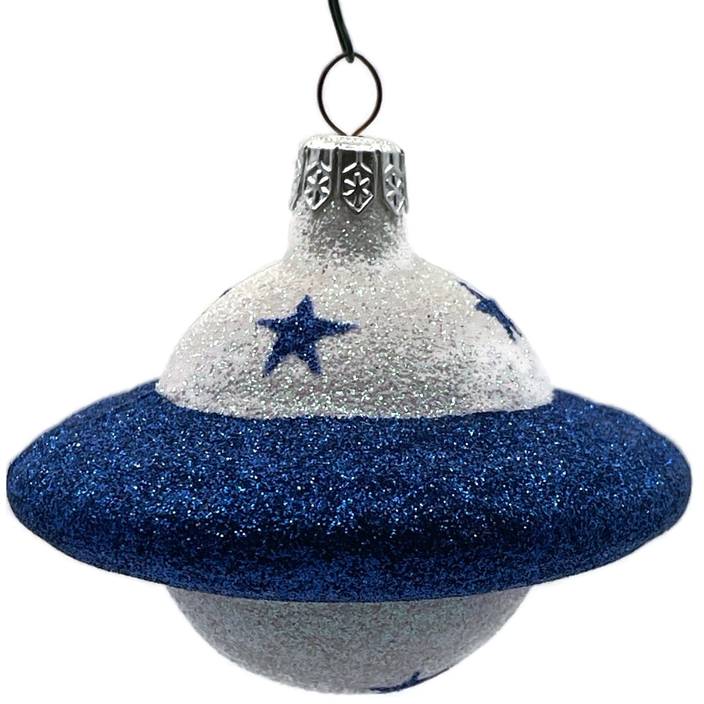 Patricia Breen A Walk on the Moon Planet Blue Stars Christmas Holiday Ornament