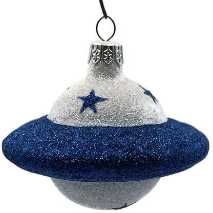 Patricia Breen A Walk on the Moon Planet Blue Stars Christmas Holiday Ornament
