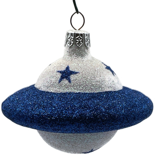Patricia Breen A Walk on the Moon Planet Blue Stars Christmas Holiday Ornament