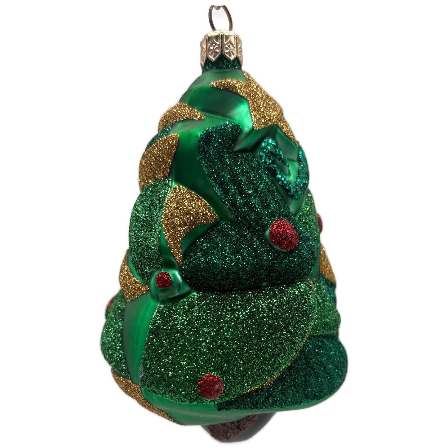 Patricia Breen Cubist Tree Green Red Gold Star Glittered Art Christmas Ornament