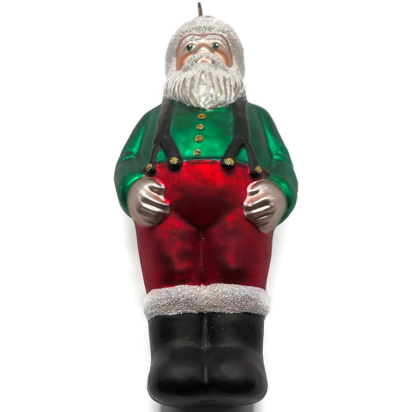 Patricia Breen Workshop Santa Claus Green Shirt Red Hat Pants Christmas Ornament