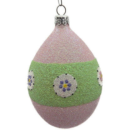 Patricia Breen Easter Egg Green Thick Stripe Floral Easter Christmas Ornament