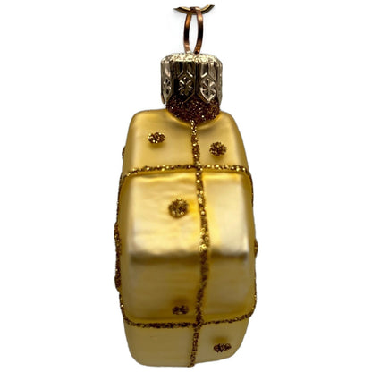 Patricia Breen Beribboned Present Gold Polka Dots Gift Christmas Tree Ornament