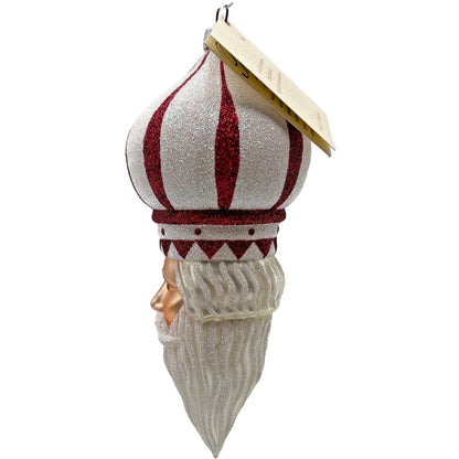 Patricia Breen Nuit Noel Red White Striped Santa Head Christmas Tree Ornament NM