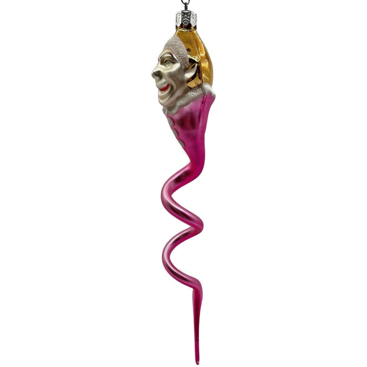 Christopher Radko Clown Snake Pink Gold Jester Spiral Twist Christmas Ornament