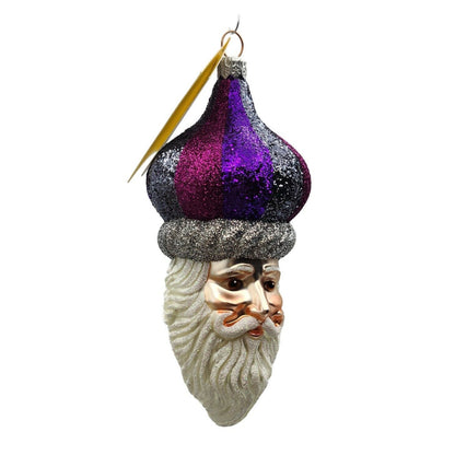 Patricia Breen Carnival Noël Purple Silver Santa Head Christmas Tree Ornament