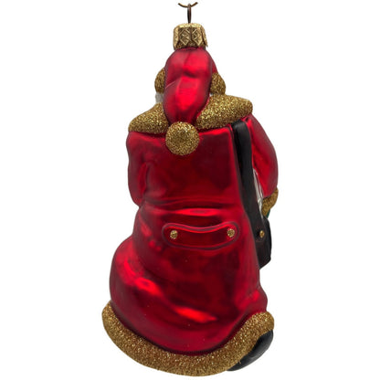 Patricia Breen Through The Rain and Snow Red Matte Santa Christmas Tree Ornament