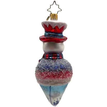 Christopher Radko Frosty Snowcone Snowman Glass Christmas Tree Ornament 1017249