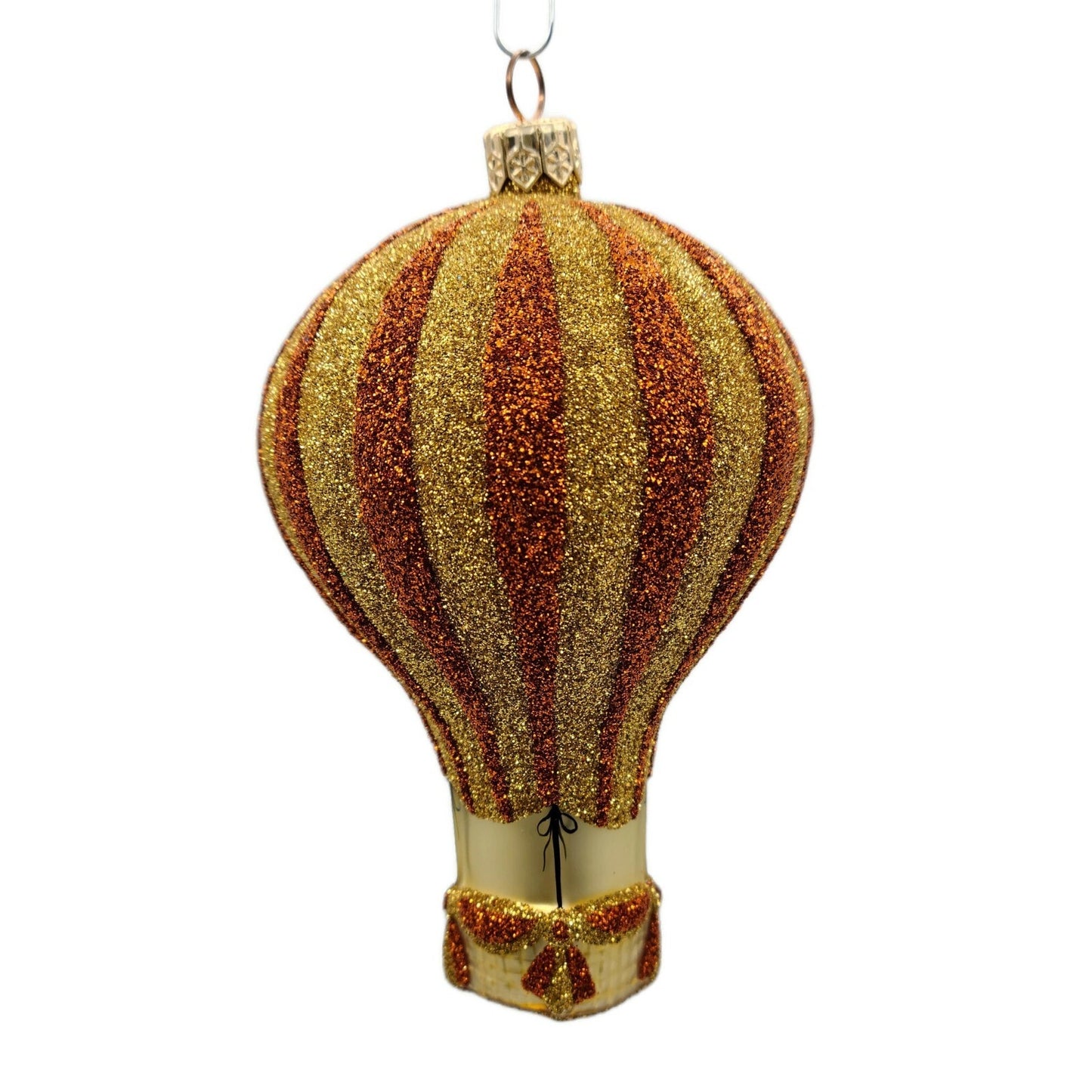 Patricia Breen Petite Balon Copper Gold Glittered Stripe Christmas Tree Ornament