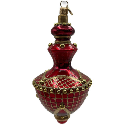 Glitter Lab Jeweled Hourglass Drop Red Gold Christmas Tree Ornament