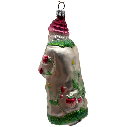 Patricia Breen Raspberry Santa Spring Fruit Green Pink Christmas Ornament NM