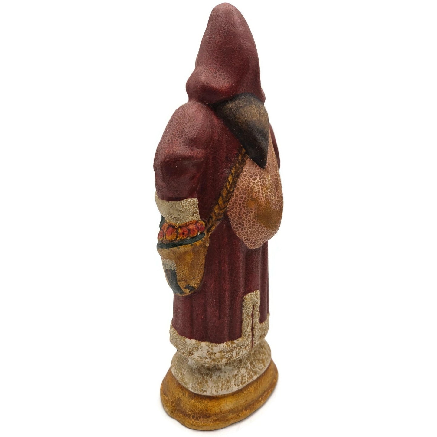 Vaillancourt Folk Art Country Home Red Father Christmas Sack Of Apples Figurine