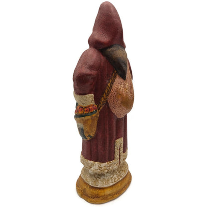 Vaillancourt Folk Art Country Home Red Father Christmas Sack Of Apples Figurine