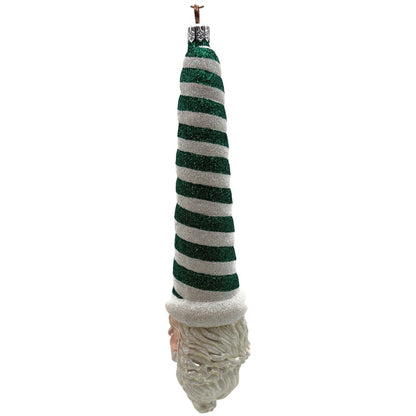 Patricia Breen Sucre Santa Green White Spearmint Striped Christmas Tree Ornament